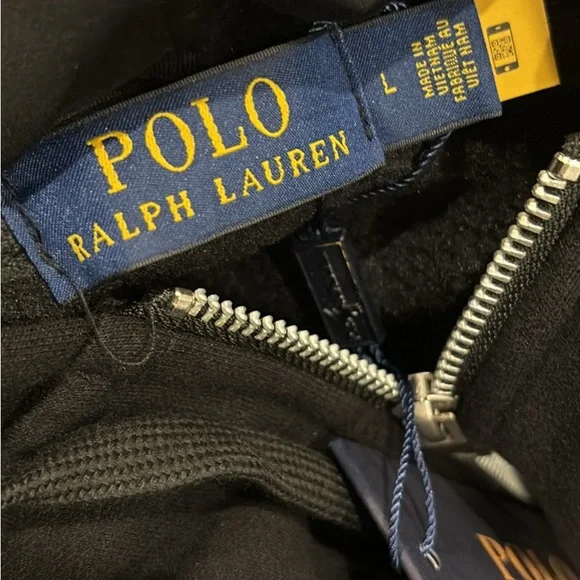 Ralph Lauren Black Full-Zip Hoodie with Red Pony - Picture 3 of 3
